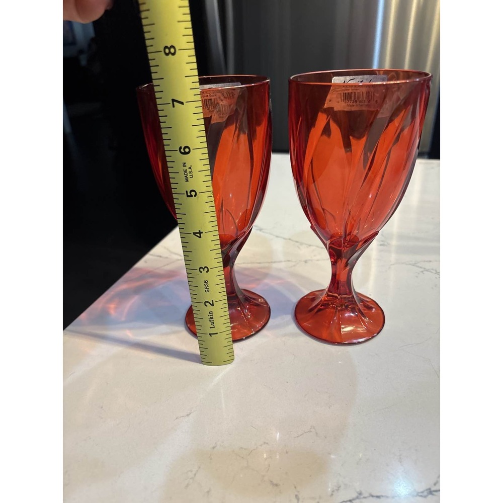 2 Noritake Breeze Red All Purpose Goblets Water Glasses Tags - Picture 4 of 5